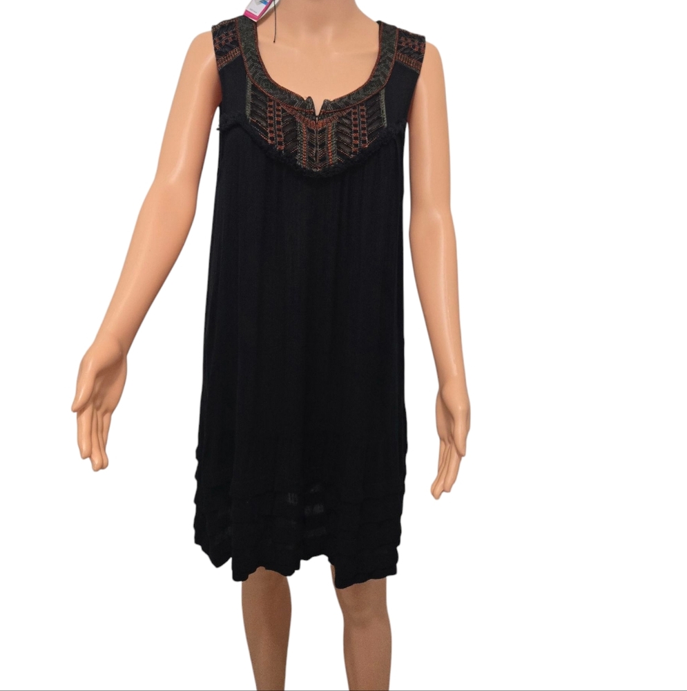 Free People Aztec Bib Beaded Embroidered Dress Size M